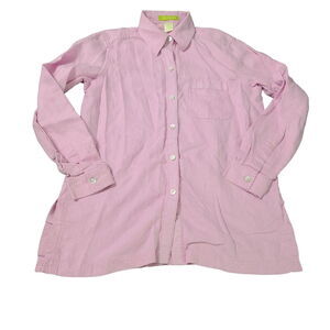 Sigrid Olson Womens Button Up Shirt Pink Size XS 100% Linen Pocket Long Sleeve